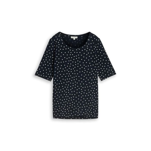 Tom Tailor Damen T-Shirt Mit Punktemuster, Blau, Gepunktet, Gr. S-image