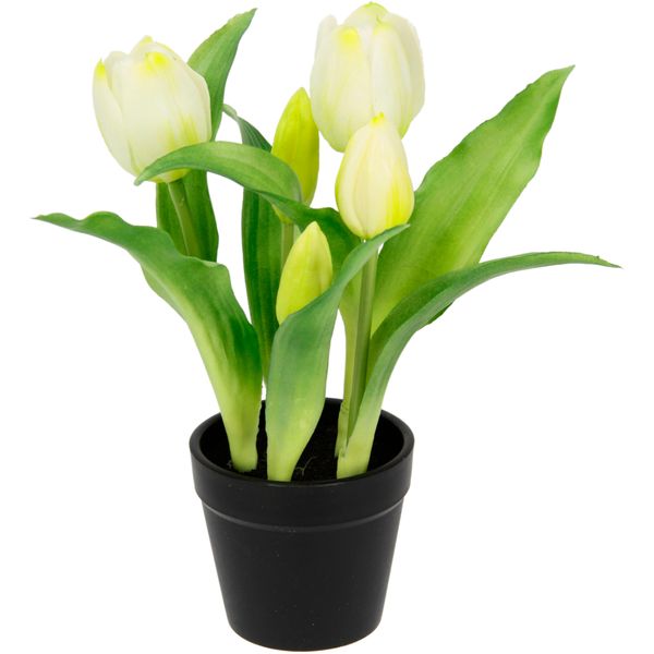 Kunstblume I.Ge.A. "Tulpen", Beige (Creme), B:20Cm H:22Cm L:20Cm, Polyester, Kunstpflanzen, Real-Touch BlüTen Tulpe Tulpenstrauß Latex Kunsttulpe Einzelblumen-image