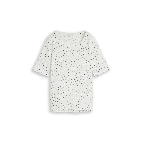 Tom Tailor Damen T-Shirt Mit Punktemuster, Weiß, Gepunktet, Gr. Xl-image