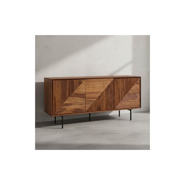 Sideboard – Massivholz/Metall, 148X72X40 Cm, 3 TüRen, Modern-image