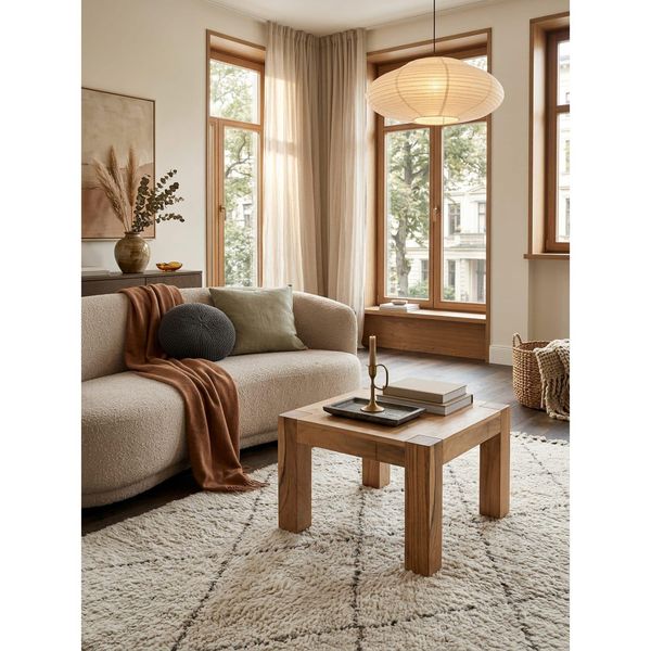 Couchtisch Mumbai Aus Massivholz Im Landhaus-Stil Mit NatüRlichem Design, Akazie 60X60X40 Cm-image