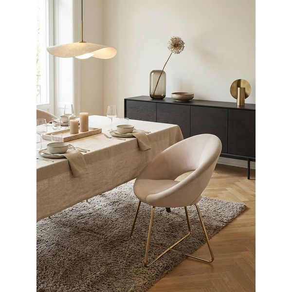 Esszimmerstuhl Aus Samt Beige Mit Goldfarbenem Metallgestell-image