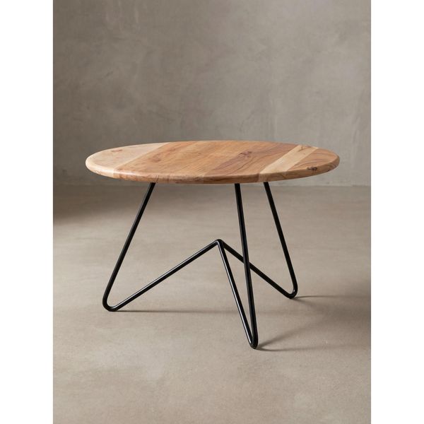 Couchtisch Rund Aus Akazien-Massivholz, 60X39.5X60 Cm, Naturfarben-image