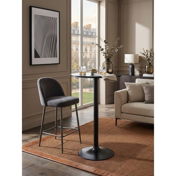 Stehtisch – Schwarz, Ø 60 Cm, Metall/Holz, 100 Cm Hoch, Modern-image