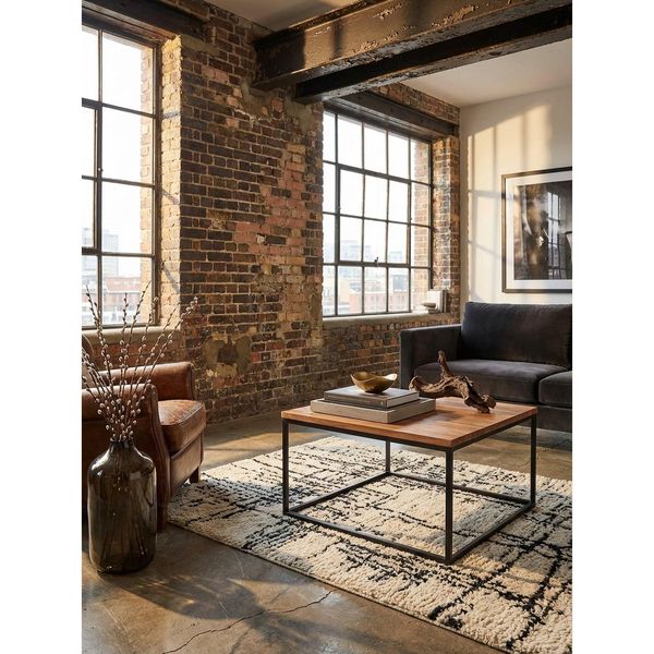 Couchtisch In Grau Aus Massivem Akazienholz, 60X60X41 Cm, Im Industrial Stil-image