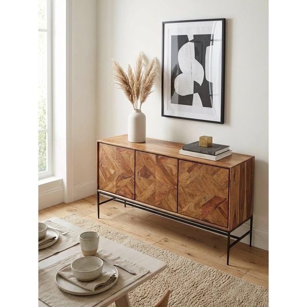Sideboard – Mango Massivholz/Metall, 123X70X45 Cm, Mit TüRen-image