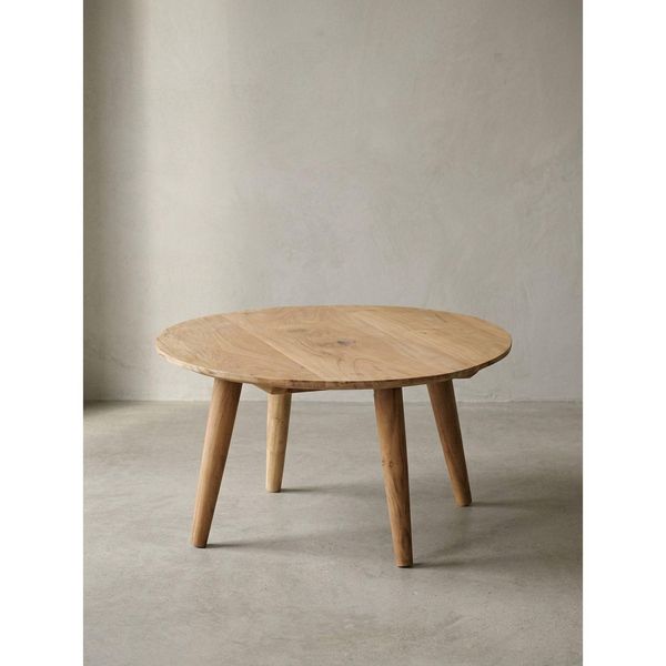 Couchtisch Akazien-Massivholz Rund 75X40Cm, Vierbeinig Landhausstil-image