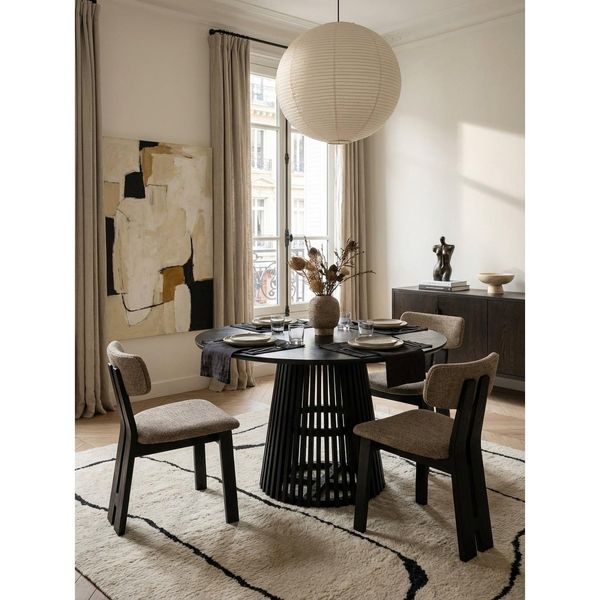 Esszimmertisch – Rund Mango Massivholz 120X120X77 Cm Schwarz Gittergestell-image