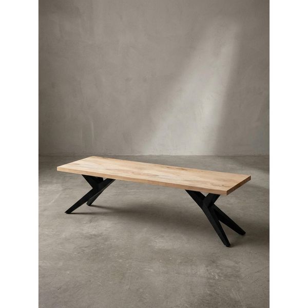 Esszimmerbank Massivholz Metall Loft-Stil, Akazie 120X45X45 Cm-image