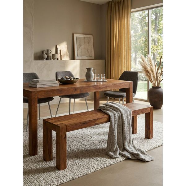 Esszimmerbank Mumbai Massivholz Landhausstil, Dunkelbraun 120X35X45 Cm-image