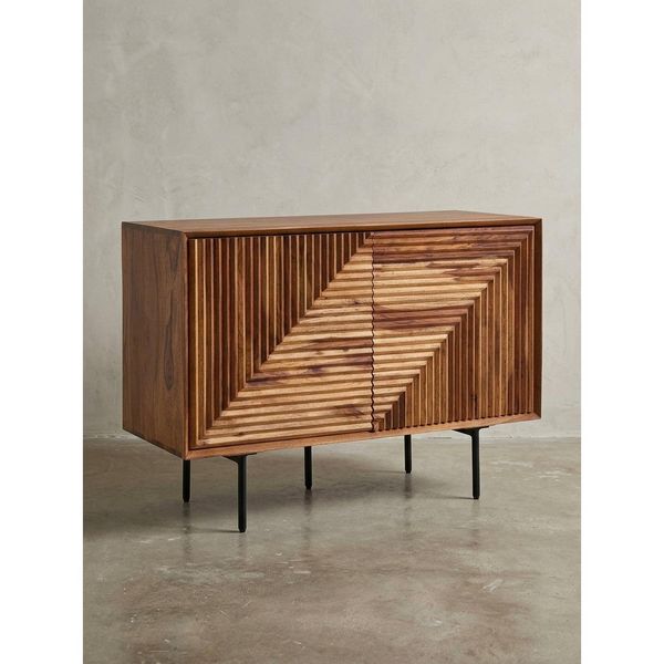 Sideboard – Massivholz/Metall, 100X71X40 Cm, 2 TüRen, Modern-image