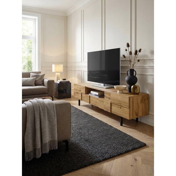 Lowboard Eiche-Dekor Modern Stil 160X46X43 Cm Mit 2 TüRen-image