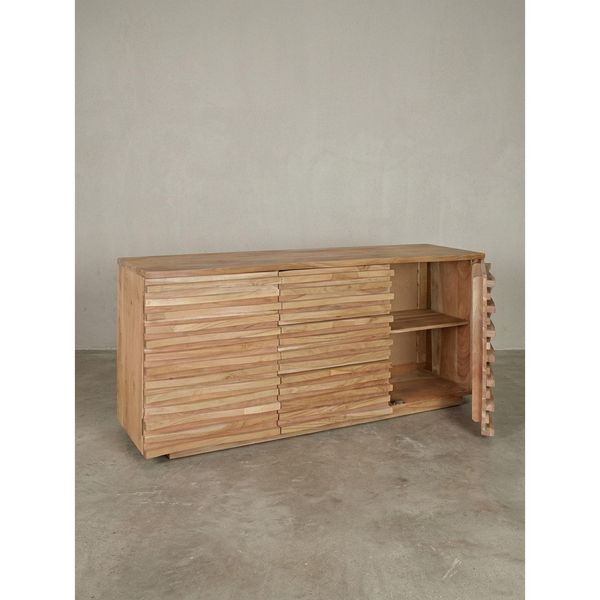 Sideboard – Akazie Massivholz, 160X75X43 Cm, Baumkante, Mit Schubladen Und TüRen, Breit-image