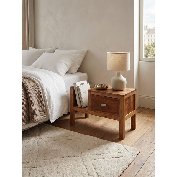 Nachttisch – Massivholz, 40 Cm Hoch, Schublade & Ablagefach, Landhausstil-image