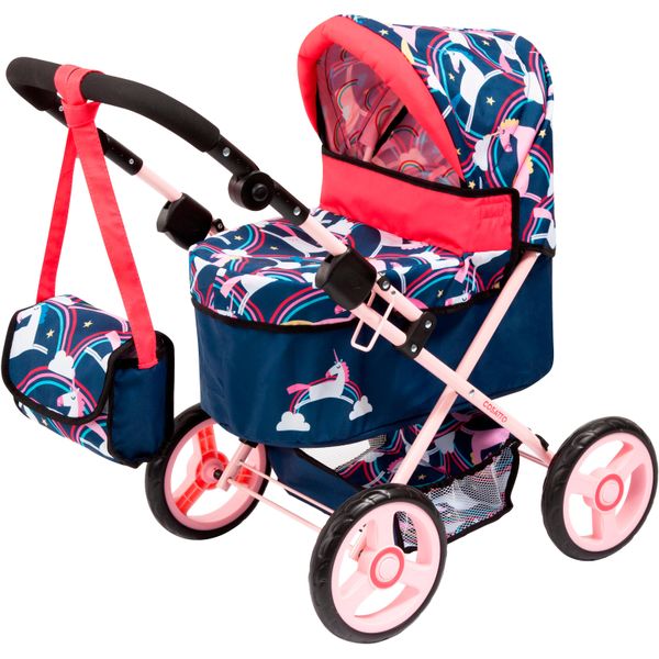 Puppenwagen Bayer "Trendy", Blau Mit Einhorn, Puppenwagen, Kinderb:39Cm H:68Cm T:68Cm, Kunststoff, Metall, Stoff, Mit Wickeltasche, B:39Cm H:68Cm T:68Cm-image