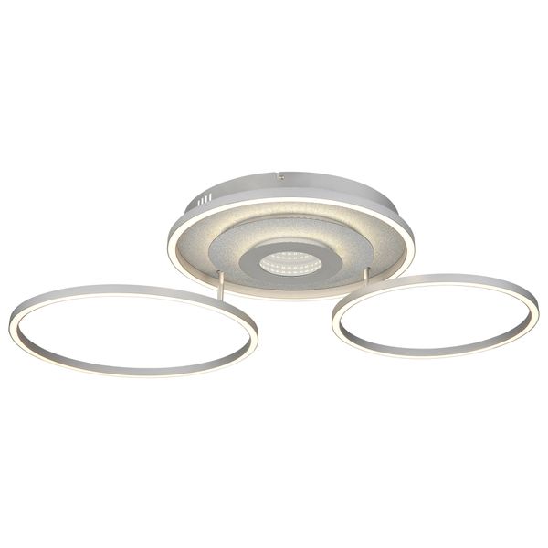 Globo Lighting Deckenleuchte "Miles", Weiß (Silberfarben), 1, Ø 40Cm H: 11,5Cm, 1 Stk., Leuchten, Led-Deckenleuchte Mit 3D-Effekt, Dimmbar, Modern & Hell, Deckenleuchte-image