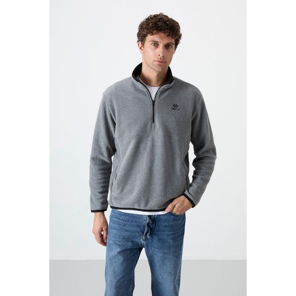 Herren Slim Fit HalbreißVerschluss PlüSch Sweatshirt-image