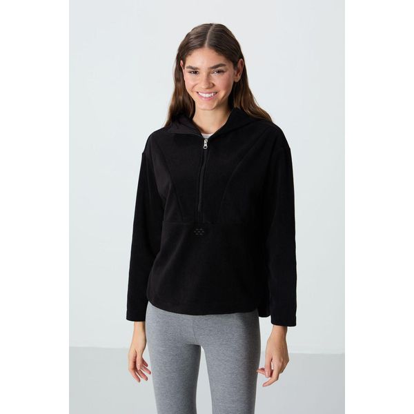 ÜBergroßEr PlüSch-Hoodie Mit Halbem ReißVerschluss-image