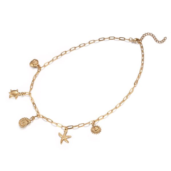 Kette Mit AnhäNger Firetti "Schmuck Geschenk Edelstahl Halsschmuck Halskette Mit AnhäNger Ocean", Gold (Gelbgoldfarben), Halsketten, Damen, Edelstahl, L: 44 B: 3Mm, B:3Mm-image