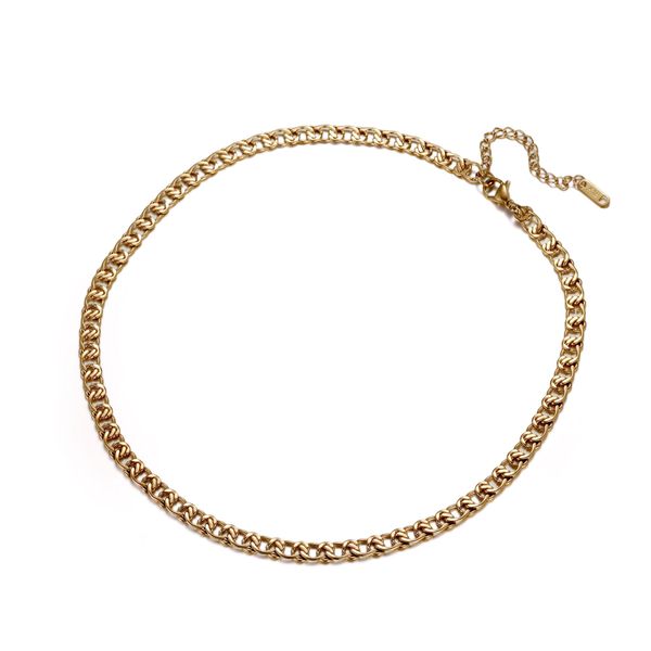Kette Ohne AnhäNger Firetti "Schmuck Geschenk Edelstahl Halsschmuck Halskette Cuban", Gelbgoldfarben, Halsketten, Damen, Edelstahl, L: 45 B: 6Mm, B:6Mm-image