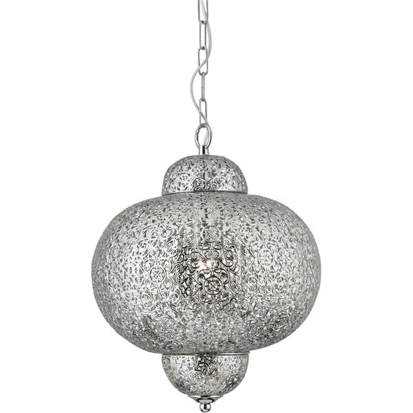 Searchlight Pendelleuchte "Fretwork-Pendelleuchte - Lasergeschnittenes Nickelmetall", Silber (Nickelfarben), H: 37Cm, 1 Stk., Leuchten, Pendelleuchte-image