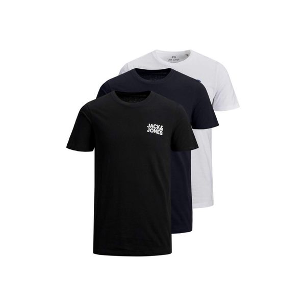 T-Shirt Jack & Jones "T-Shirt Jjecorp Logo Tee O-NECK 3PK 3Er Pack", Herren, Gr. S, Bunt (Weiß, Marineblau, Schwarz), Obermaterial: 100% Baumwolle Co., Shirts T-Shirt-image