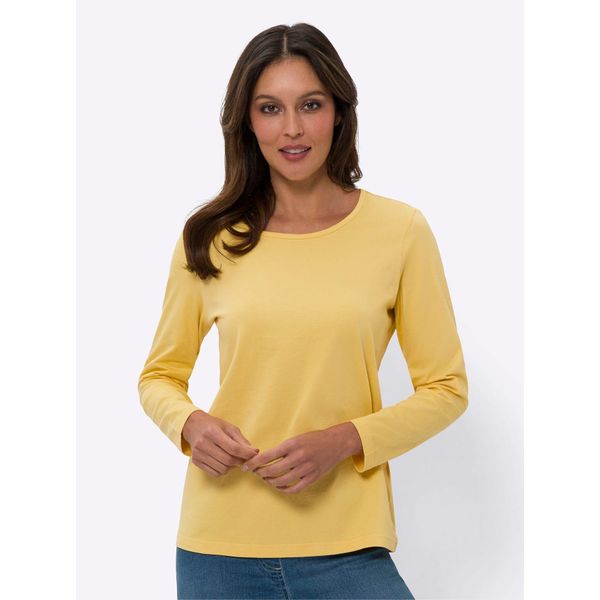Langarmshirt Classic Basics "Langarm-Shirt", Damen, Gr. 40, Gelb, 100% Baumwolle, Unifarben, Rundhals, Shirts Langarmshirt-image