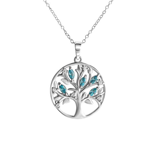 Kette Mit AnhäNger Vivance "925-Sterling Silber Rhodiniert Zirkonia Lebensbaum", Weiß, Halsketten, Damen, 42+3Cm, Silber 925 (Sterlingsilber), L: 45 B: 20Mm, GläNzend, B:20Mm-image
