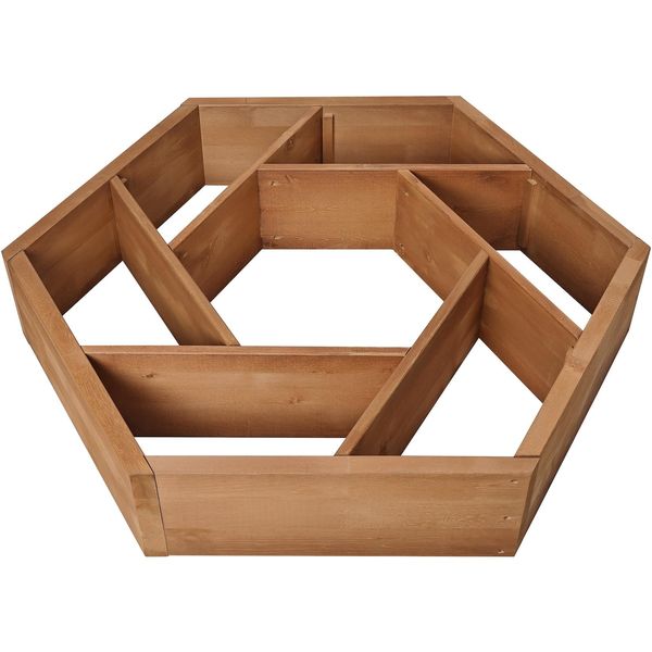 Needs&Wants® Multi Hochbeet Mit 7 PflanzkäSten Sechseckig Aus Holz FüR Garten Balkon Terrasse, KräUterbeet-Rahmen Pflanzbeet Blumenbeet Niedrig, 100 X 100 X 18 Cm, Braun-image