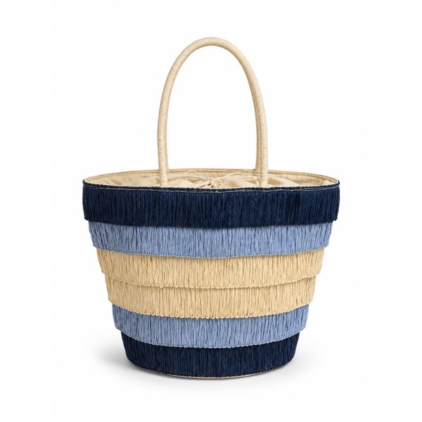 Schultertasche "Teneriffa", Damen, Gr. B/H/T: 42Cm X 31Cm X 17Cm Onesize, Blau, Jute, Collezione Alessandro, Taschen Schultertasche, Aus Stroh-image