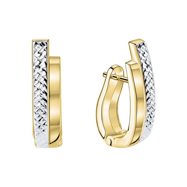 Paar Creolen Firetti "Schmuck Geschenk Gold 375 Ohrschmuck Creole", Gold (Gelbgoldfarben, WeißGoldfarben), Ohrringe, Damen, 12Mm, Gelbgold 375-image