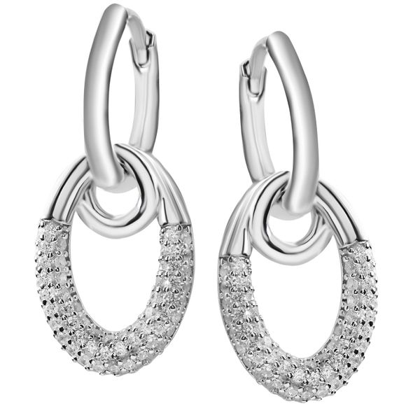 Paar Creolen Firetti "Schmuck Geschenk Silber 925 Ohrschmuck Ohrringe", Silberfarben, Kristallweiß, Kristallweiß, Ohrringe, Damen, 12,6Mm, Silber 925 (Sterlingsilber), Mit Zirkonia (Synth.)-image