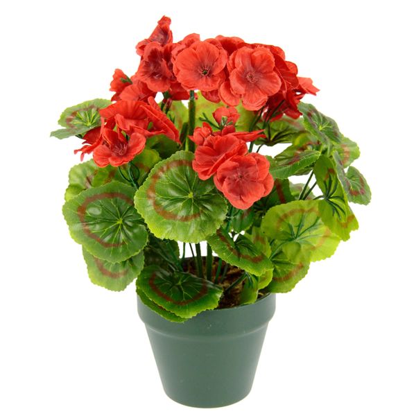 Kunstpflanze I.Ge.A. "KüNstliche Geranie Im Topf", Rot, B:22Cm H:28Cm L:22Cm, Polyester, Kunstpflanzen, Kunstpflanze, Geranienbusch Seidenblumen Dekopflanze Zimmerpflanze Kunstblumen-image