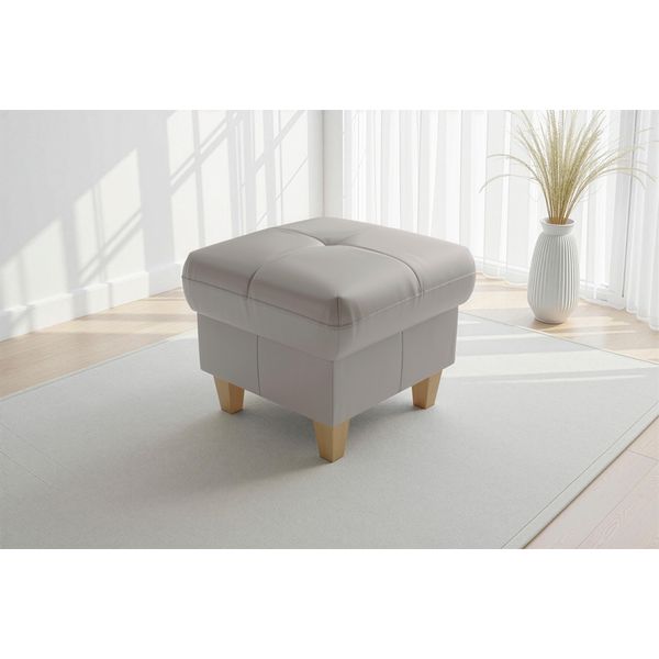 Polsterhocker Sit & More "Pamela", Beige (Light Grau), B:58Cm H:48Cm T:58Cm, Hocker, Polsterhocker, Mit Praktischen Stauraum-image