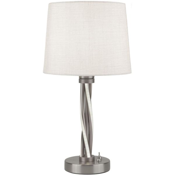 Searchlight LED Tischleuchte "Vegas Led-Tischleuchte - Satinsilber", Silber (Satinsilber, Weiß), H: 47Cm, 1 Stk., Leuchten, LED Tischleuchte-image