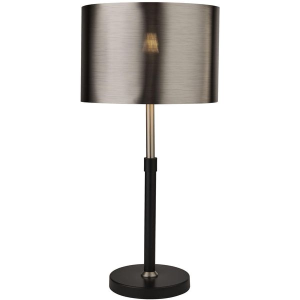 Searchlight Tischleuchte "Rachel Tischleuchte - Schwarz, Satinsilber & Chrom, Schwarzer Ton", Silber (Mattschwarz, Silberfarben, Schwarz, Chromfarben), H: 47Cm, 1 Stk., Leuchten, Tischleuchte-image