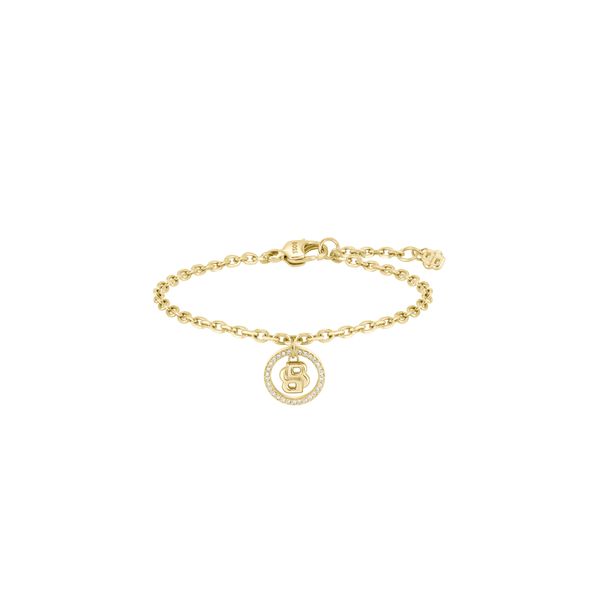 Armkette Boss "Double B Divine", Gelbgoldfarben, Kristallweiß, Kristallweiß, ArmbäNder, Damen, 19Cm, Edelstahl, Armkette, Mit Glasstein-image