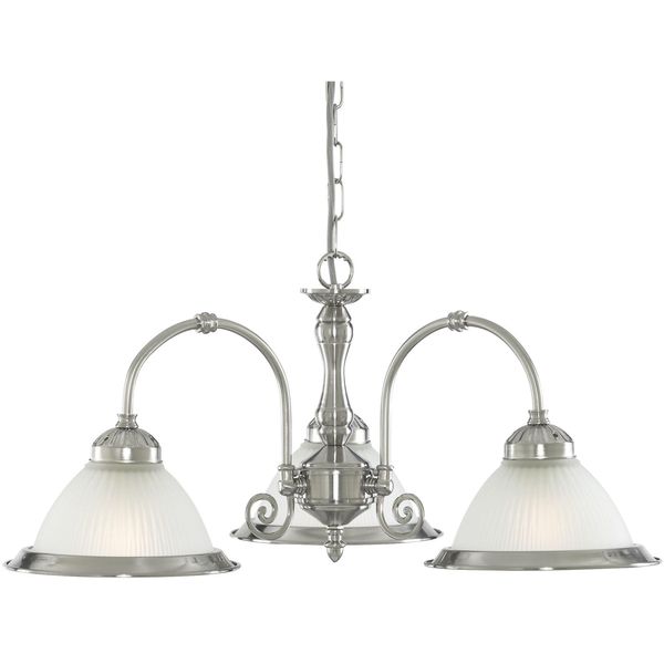 Searchlight Pendelleuchte "American Diner 3Lt Pendelleuchte - Satinsilber Und Glas", Silber (Satin, Silberfarben), H: 28Cm, 1 Stk., Leuchten, Pendelleuchte-image