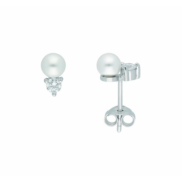 Paar Ohrstecker Adelia´S "Perlen Ohrstecker Ohrringe 925 Silber Mit Zirkonia", Silber, Ohrringe, Damen, Damen, Silber 925 (Sterlingsilber), Silberohrringe Perle-image
