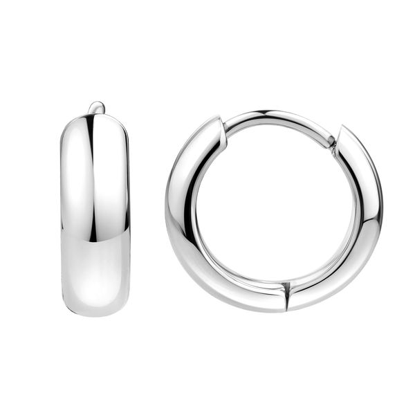Paar Creolen Firetti "Schmuck Geschenk Edelstahl Ohrschmuck Ohrringe", Edelstahlfarben, Ohrringe, Damen, 13Mm, Edelstahl-image