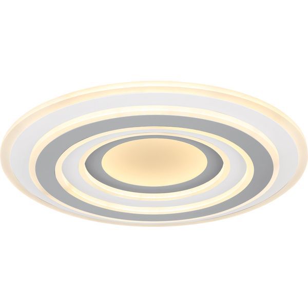 Globo Lighting Deckenleuchte "Sabatino", Weiß, 1, Ø 50Cm H: 7Cm, 1 Stk., Leuchten, Deckenleuchte Weiß/Anthrazit, Opalglas, Dimmbar, LED 46W, Deckenleuchte-image