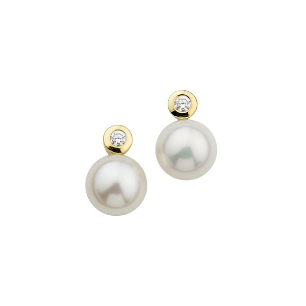 Paar Ohrstecker Firetti "Schmuck Geschenk Gold 333 Ohrschmuck Perlen In Mehreren GrößEn" Gr. 7,5, Gold (Gelbgoldfarben, Kristallweiß, Weiß, Kristallweiß), Ohrringe, Damen, 7.5, Gelbgold 333 Perlen, Gelbgold 333, Perlen, Mit Zirkonia (Synth.) - Mit SüßWasserzuchtperle-image