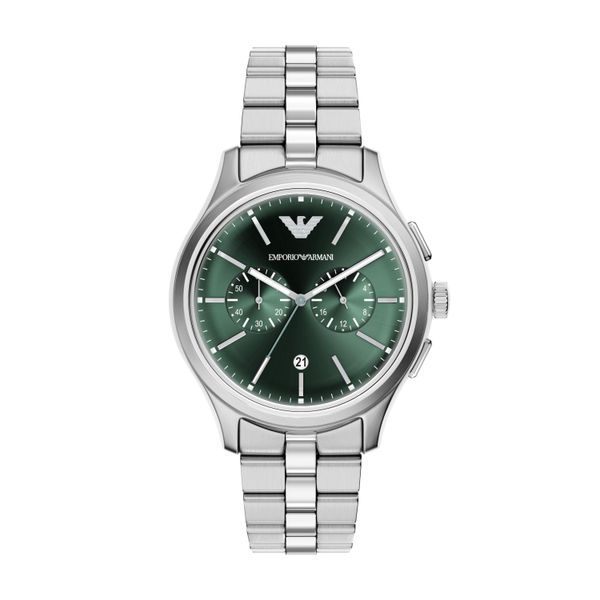 Chronograph Emporio Armani, Edelstahlfarben, GrüN, Armbanduhren, Herren, Chronograph, Quarzuhr, Armbanduhr, Herrenuhr, Edelstahlarmband, Analog, Tag-image