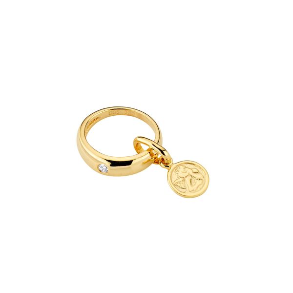 KettenanhäNger Firetti "Schmuck Geschenk Gold 333 Halsschmuck AnhäNger Taufring Mit Engelmotiv", Gelbgoldfarben, Kristallweiß, Kristallweiß, SchmuckanhäNger, Damen, Gelbgold 333, 0,81 G, KettenanhäNger, Mit Zirkonia (Synth.)-image
