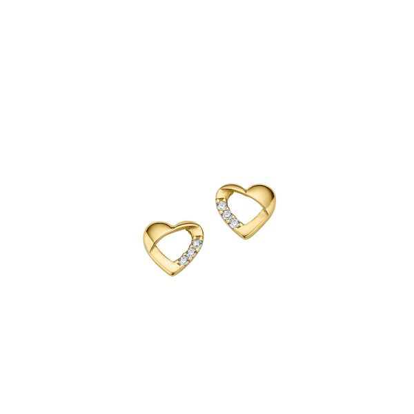 Paar Ohrstecker Firetti "Schmuck Geschenk Gold 333 Ohrschmuck Herzen", Gold (Gelbgoldfarben, Kristallweiß, Kristallweiß), Ohrringe, Damen, Gelbgold 333, Mit Zirkonia (Synth.)-image