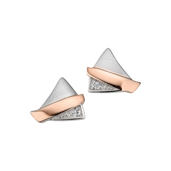 Paar Ohrstecker Firetti "Schmuck Geschenk Silber 925 Ohrschmuck Ohrringe Dreieck Bicolor", Rosa (Silberfarben, RoséGoldfarben, Kristallweiß, Kristallweiß), Ohrringe, Damen, Silber 925 (Sterlingsilber), Mit Zirkonia (Synth.)-image