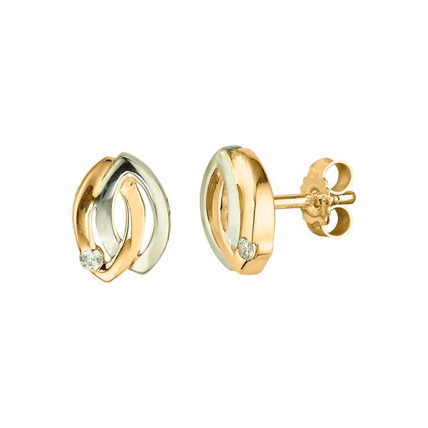 Paar Ohrstecker Firetti "Schmuck Geschenk Gold 333 Ohrschmuck Bicolor", Rosa (Gelbgoldfarben, WeißGoldfarben, Kristallweiß, Kristallweiß), Ohrringe, Damen, Gelbgold 333, Mit Zirkonia (Synth.)-image