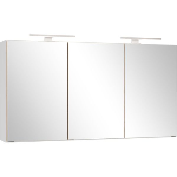Spiegelschrank Welltime "Trient, 3D-Spiegelschrank 120 Cm, GedäMpfte Scharniere", Matt Weiß, Wildeiche, B:120Cm H:64Cm T:20Cm, Mdf, SchräNke, Spiegelschrank, Matt Weiß/Wildeiche, GedäMpfte Scharniere-image