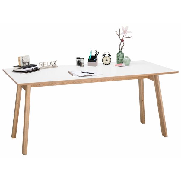 Schreibtisch Vogl MÖBelfabrik "Trelle", Weiß (Weiß Matt, Eiche Massiv), B:160Cm H:72Cm T:80Cm, Tische, Schreibtisch-image
