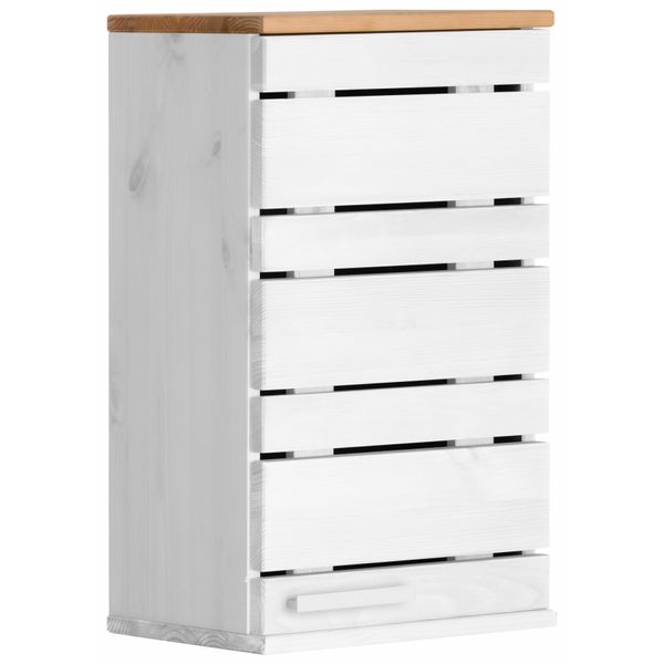 HäNgeschrank Home Affaire "Josie", Weiß (Weiß, Honig), B:30Cm H:50Cm T:20Cm, Massivholz, SchräNke, HäNgeschrank, Breite 30 Cm, Aus Massivholz, Verstellbarer Einlegeboden, Metallgriff-image